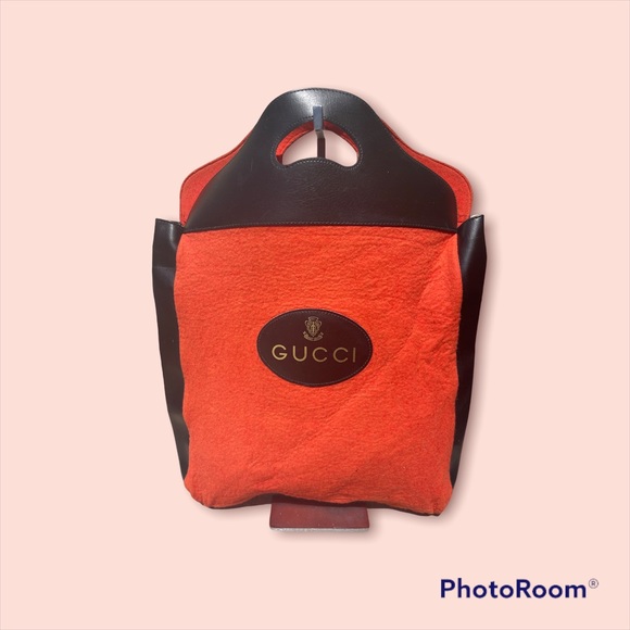 Bags Gucci Felt Wool Faux Leather Crest Garment Bag Tote Bag